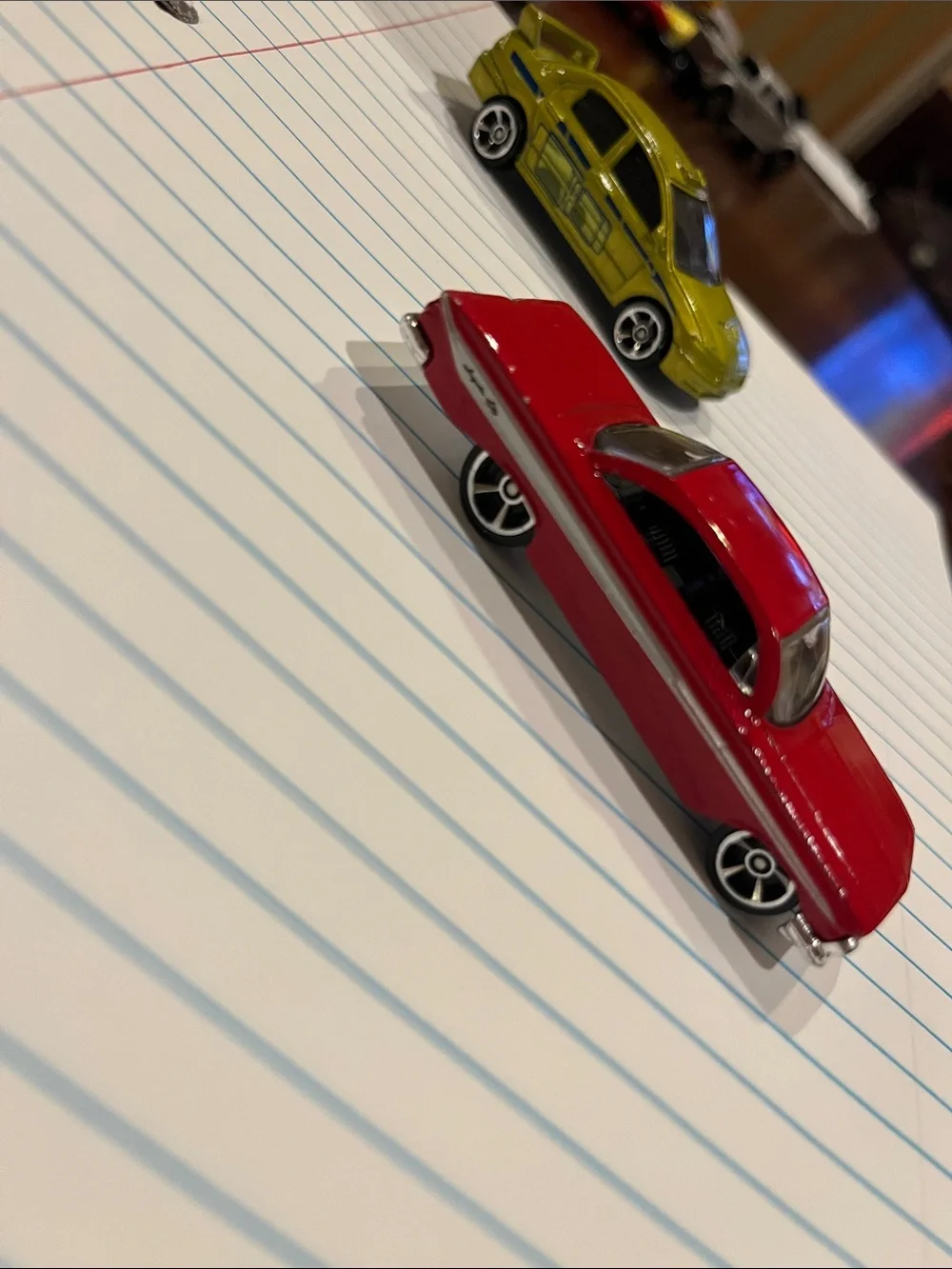 Pair of Hot Wheels “Fast and Furious” Die-Cast Toy Cars in Red and Lime